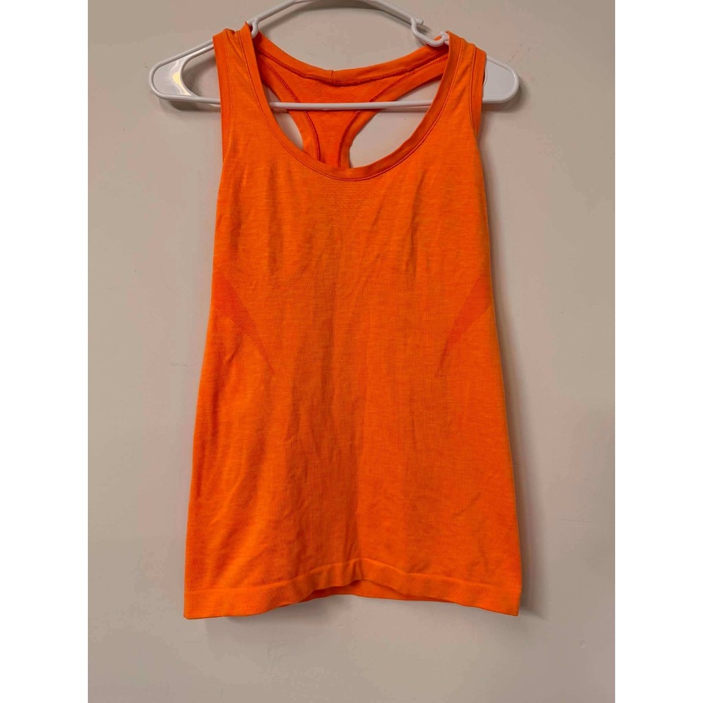 Victorias Secret Womens Medium VSX Sport Neon Orange Racerback Tank Top Gym Yoga